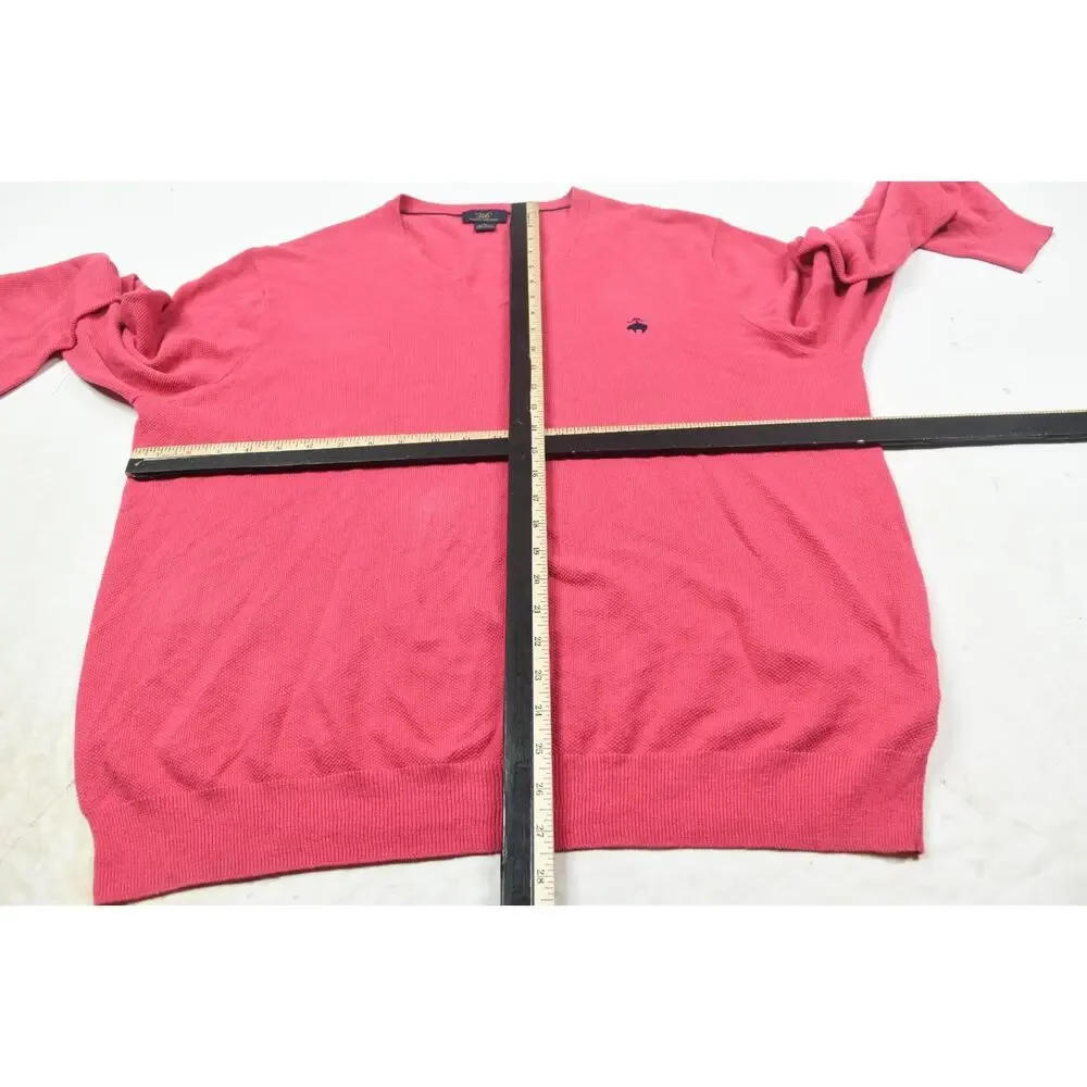 Brooks Brothers 346 Sweater Mens XL Pink Long Sleeve V-Neck Linen Cotton